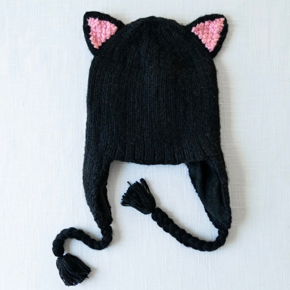 NWT🔸Adult Animal Hat🔸Black Cat🔸Andes Gifts🔸Handmade in Peru🔸Fair Trade